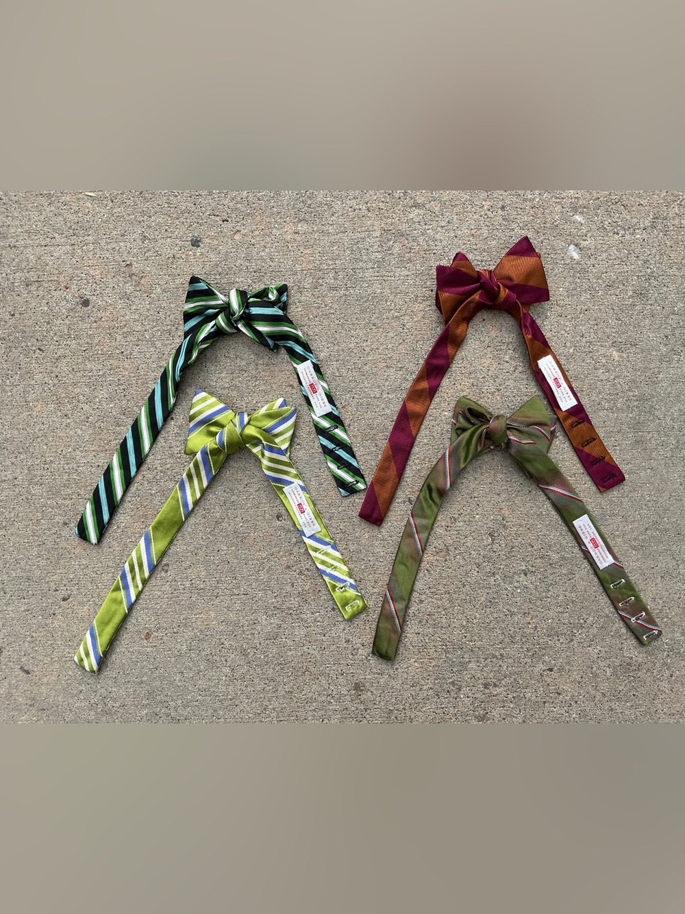 Striped Bow Ties in Green & Burgundy - Classic Men's Accessory